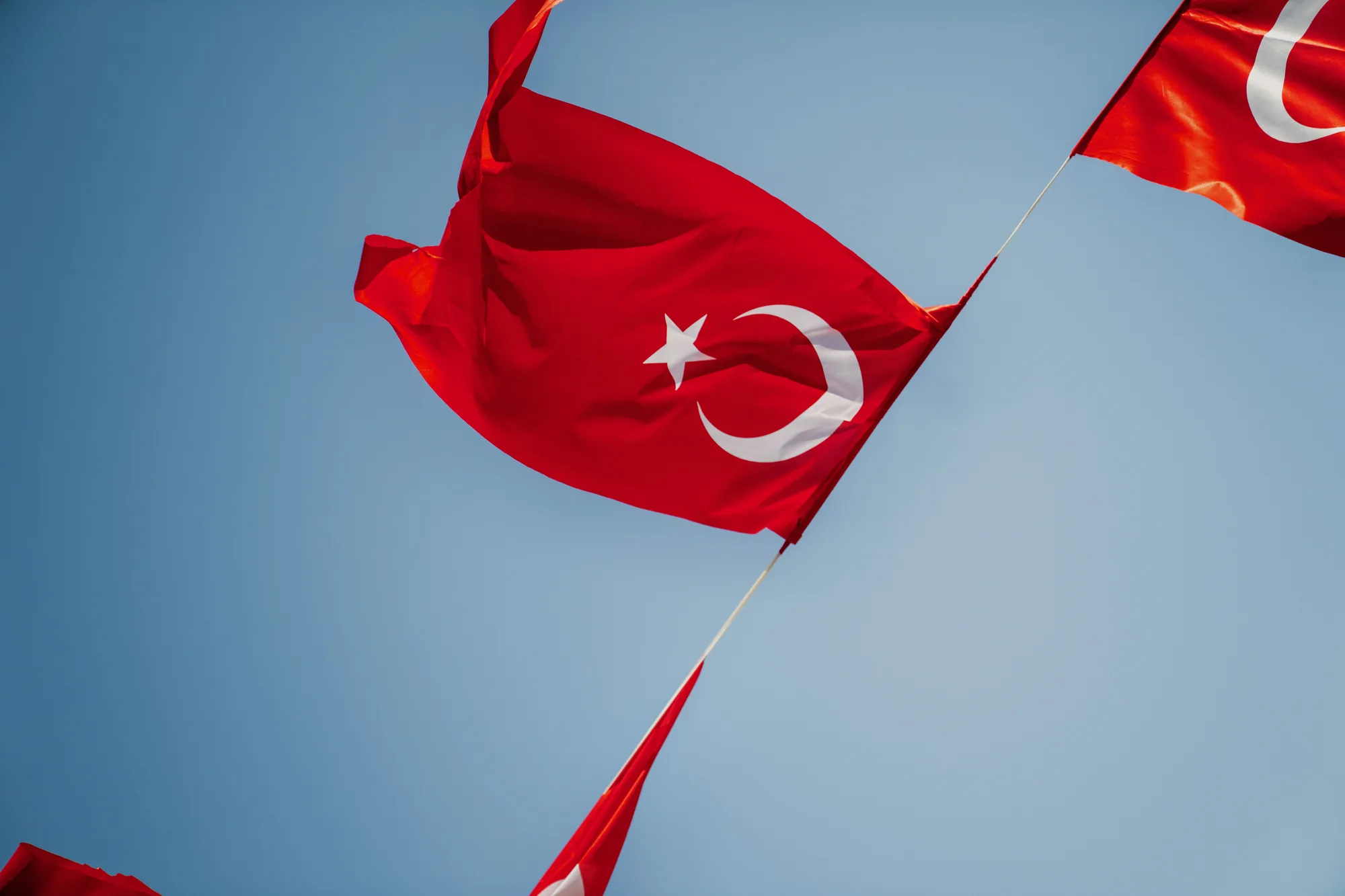 Flags against the sky