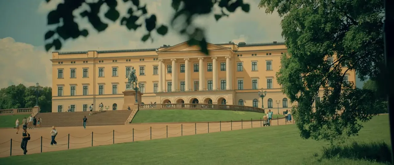 The Royal Palace in Oslo, Norway, establishing shot filmed during the 2026 Oslo Freedom Forum